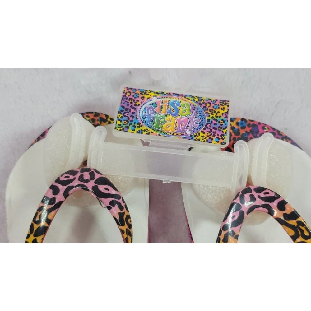 New Lisa Frank Toddler Girls Hunter Leopard Rainbow Sandals Flip Flops 10/11